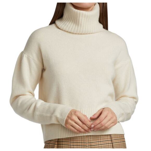 Altuzarra Cashmere Sweater Medium Turtleneck Puff Sleeve Knit Cream $895 NWT - Picture 1 of 8